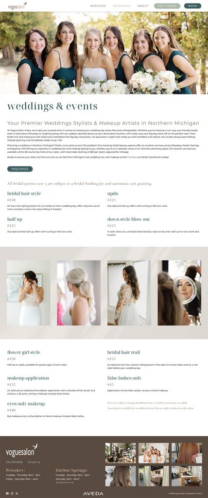 Vogue Salons Weddings Page